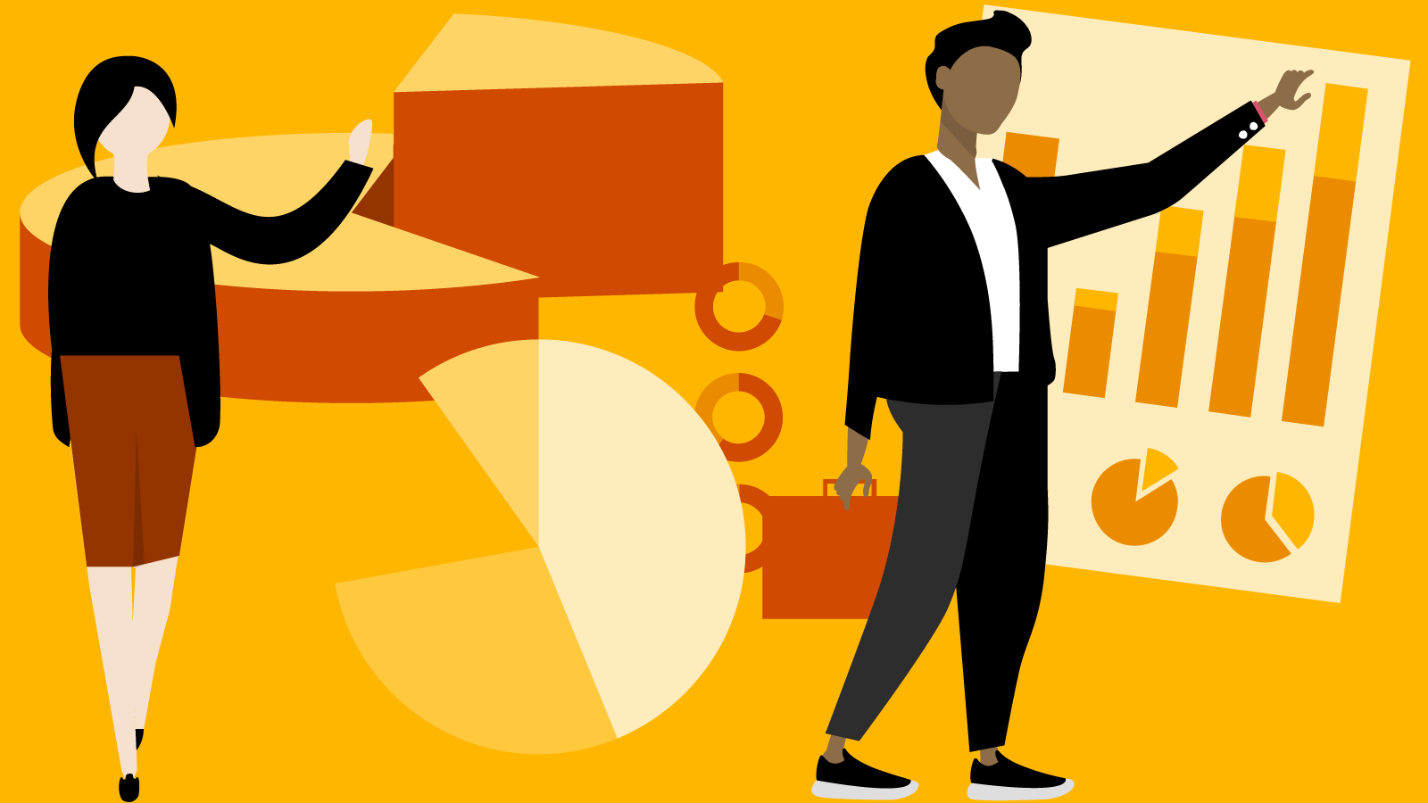 illustration jaune avec un homme et une femme
