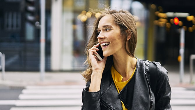 a lady talking on the phone